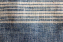 Kala Cotton Stole with Cream Stripes and Muted Blue Border