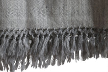 Merino Wool Stole, Pale Grey with Dark Grey-and-White Geometric Border