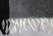 Lambswool Chequered Scarf, Black-and-White With Red Border