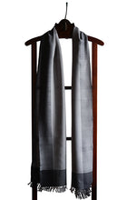 Lambswool Scarf, Dove Grey with Black Edge Bands