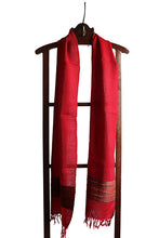 Sheepwool Scarf, Postbox Red with geometric border