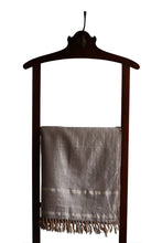 Pashmina & Lambswool Stole, Fawn with Cream Border Stripes