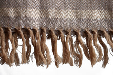 Pashmina & Lambswool Stole, Fawn with Cream Border Stripes