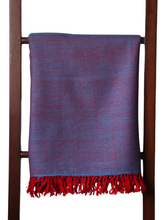 Merino Wool Stole, Purple-&-Red Shot