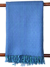 Merino Wool Stole, Blue & Green Stripes