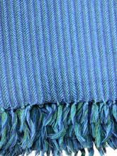 Merino Wool Stole, Blue & Green Stripes