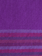 Merino Wool Stole, Deep Purple with Jewel-toned Edge Stripes