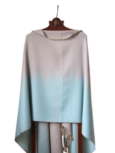 Merino Wool Stole, Sea-green & Grey