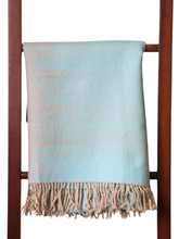 Merino Wool Stole, Sea-green & Grey