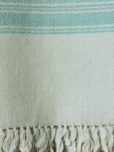 Merino Wool Stole, Leafed Green with Dark Green Edge Stripes