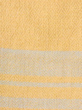 Merino Wool Stole, Mustard With Light Grey Stripes