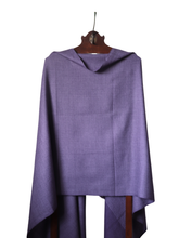 Merino Wool Stole, Muted Purple With Light Stripes