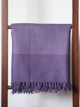 Merino Wool Stole, Muted Purple With Light Stripes