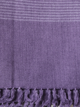 Merino Wool Stole, Muted Purple With Light Stripes