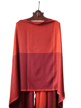 Merino Wool Stole, Deep Ochre & Red Block Checks