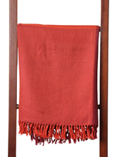 Merino Wool Stole, Deep Ochre & Red Block Checks