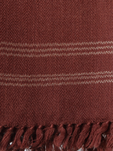 Merino Wool Stole, Red Earth With Muted Purple Edge Bands & Light Stripes