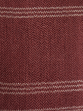 Merino Wool Stole, Red Earth With Muted Purple Edge Bands & Light Stripes