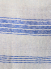 Merino Wool Stole, Icy Blue with Ink Blue Border Stripes
