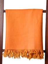 Merino Wool Stole, Sunset Orange With Yellow Stripes