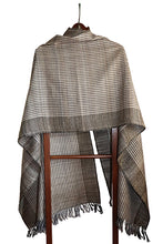Oak Silk Stole, Black & Tan Stripes, with Chashm-e-Bulbul Border