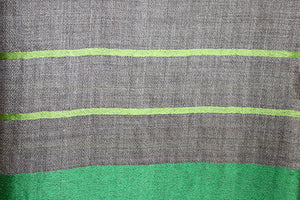Lambswool Stole, Grey with Lime Green Stripes
