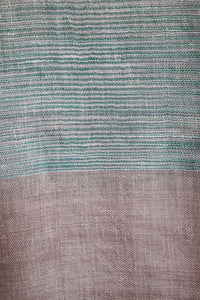 Pashmina Pure Wool Stole, Green Stripes on Grey