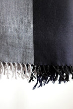 Lambswool Stole, Grey with Navy Blue & Black Bands