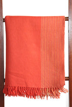 Lambswool Stole, Saffron with Striped Border