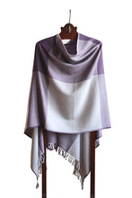 Lambswool Stole, Purple with Lavender & Grey Checks