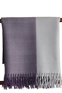 Lambswool Stole, Purple with Lavender & Grey Checks