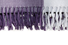 Lambswool Stole, Purple with Lavender & Grey Checks