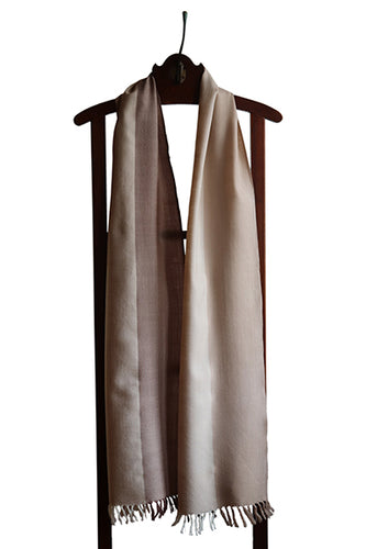 Lambswool Scarf, Beige, Ivory & Brown Bands