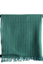 Lambswool Scarf, Forest Green with Stripes
