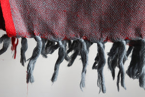 Lambswool & Silk Stole, Grey With Red Border