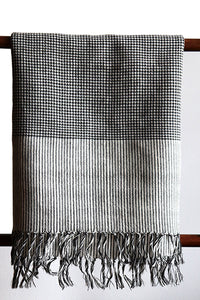 Lambswool Houndstooth Scarf, Black-and-White