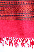 Sheepwool Scarf, Postbox Red with geometric border