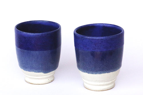 Indigo & Ivory Stoneware Kullad/Goblet (Set of 2)