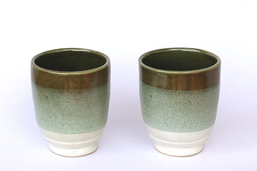 Olive & Ivory Stoneware Kullad/Goblet (Set of 2)