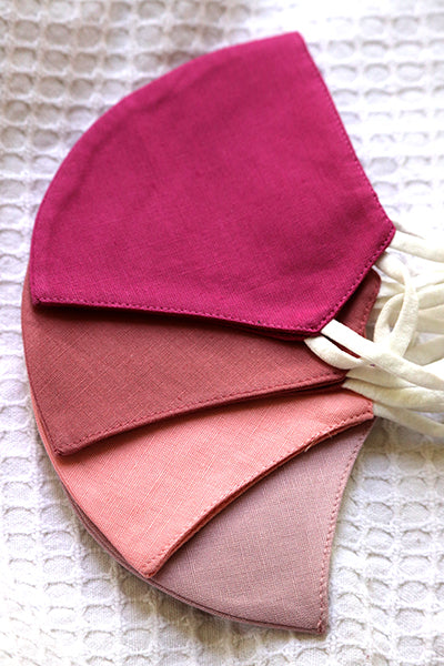 Salmon Stream - Triple Layer Cotton-Linen Masks (Set of 4)