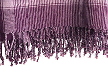 Merino Wool Shawl, Purple Houndstooth