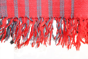 Oak Silk Stole, Red & Grey Stripes